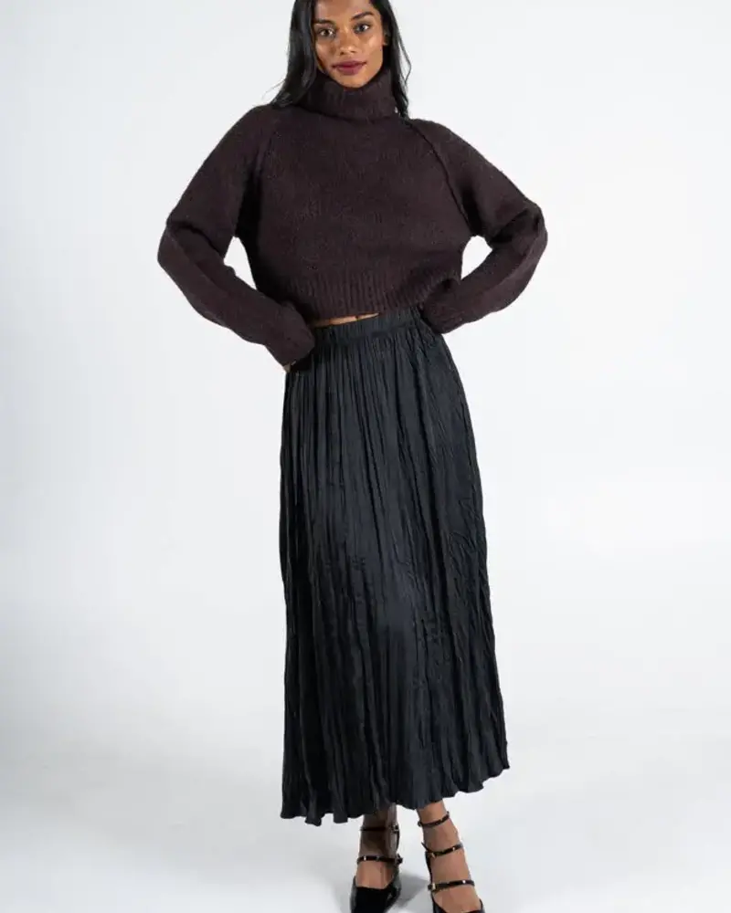 Crinkled Satin Maxi Skirt