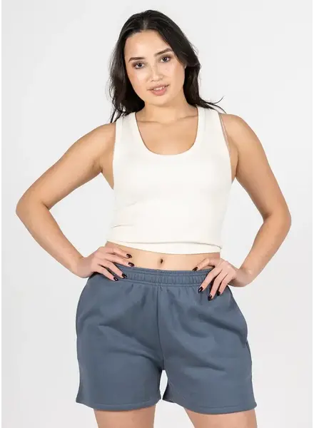 Bamboo Rib Deep Sccop Neck Tank | Ivory