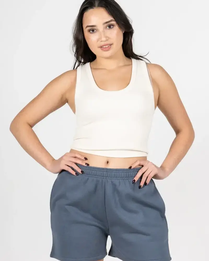 Bamboo Rib Deep Sccop Neck Tank | Ivory