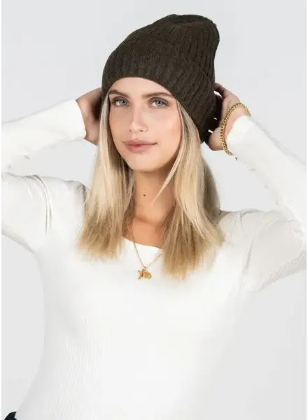 Rib-Knit Beanie | Olive