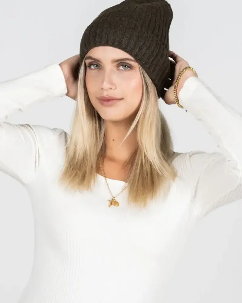 Rib-Knit Beanie | Olive