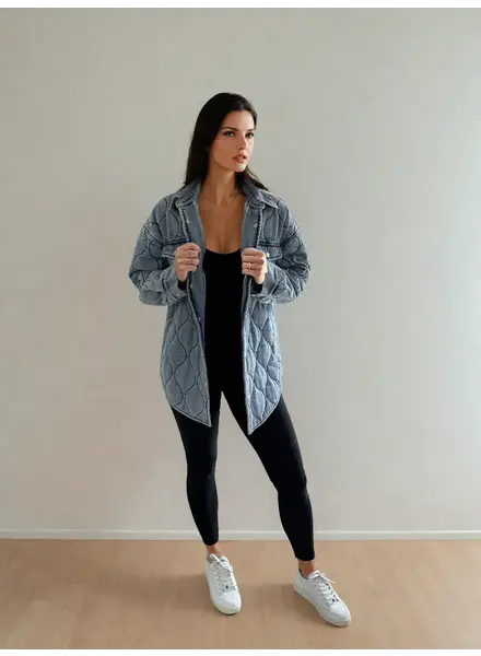 Leni Quilted Denim Jacket | Blue