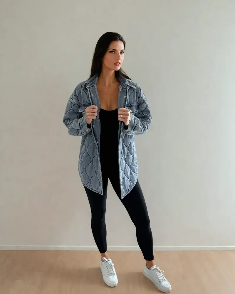 Leni Quilted Denim Jacket | Blue