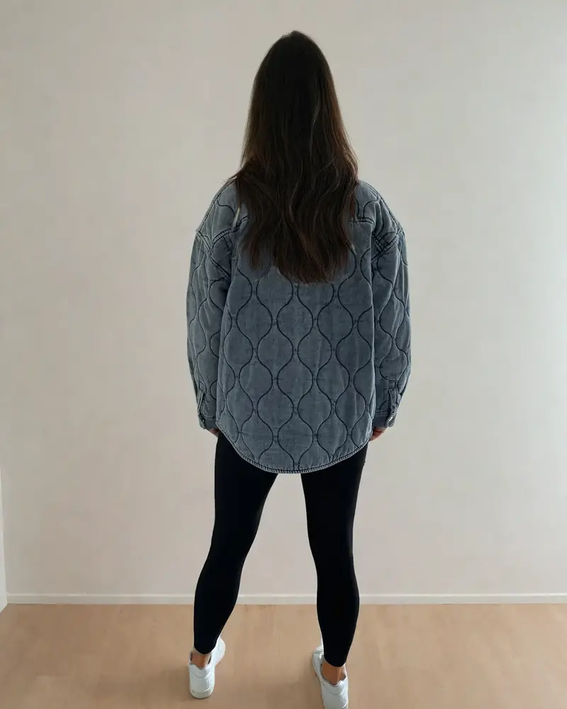 Leni Quilted Denim Jacket | Blue