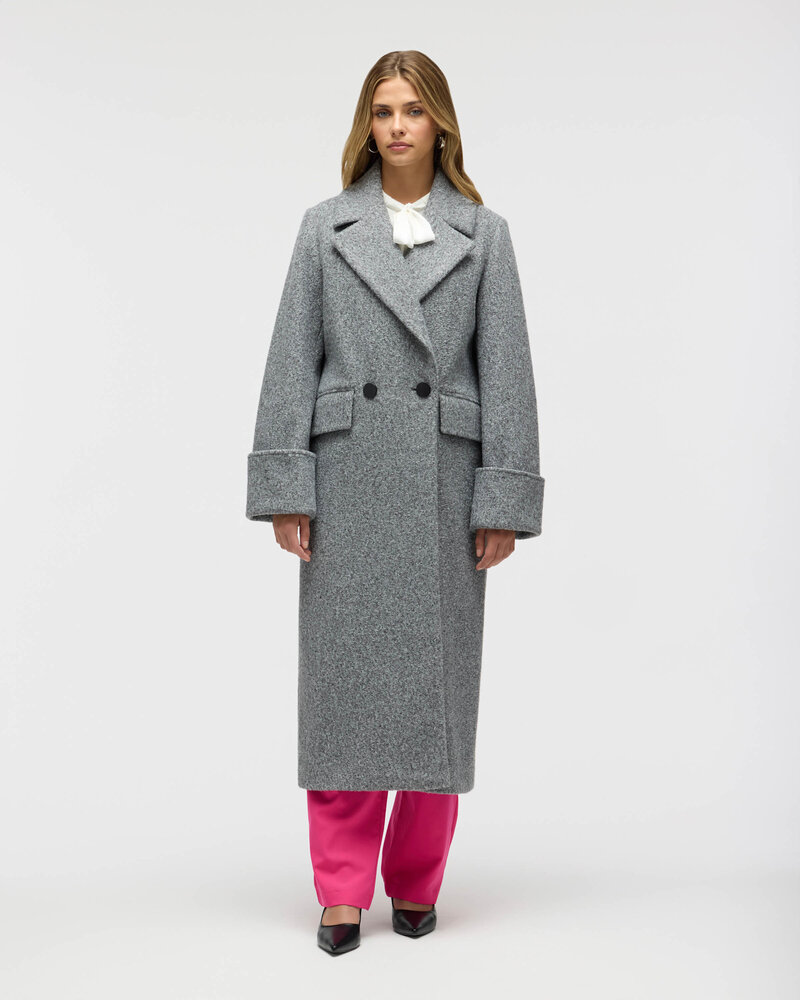 Lane Long Boucle Coat | Grey