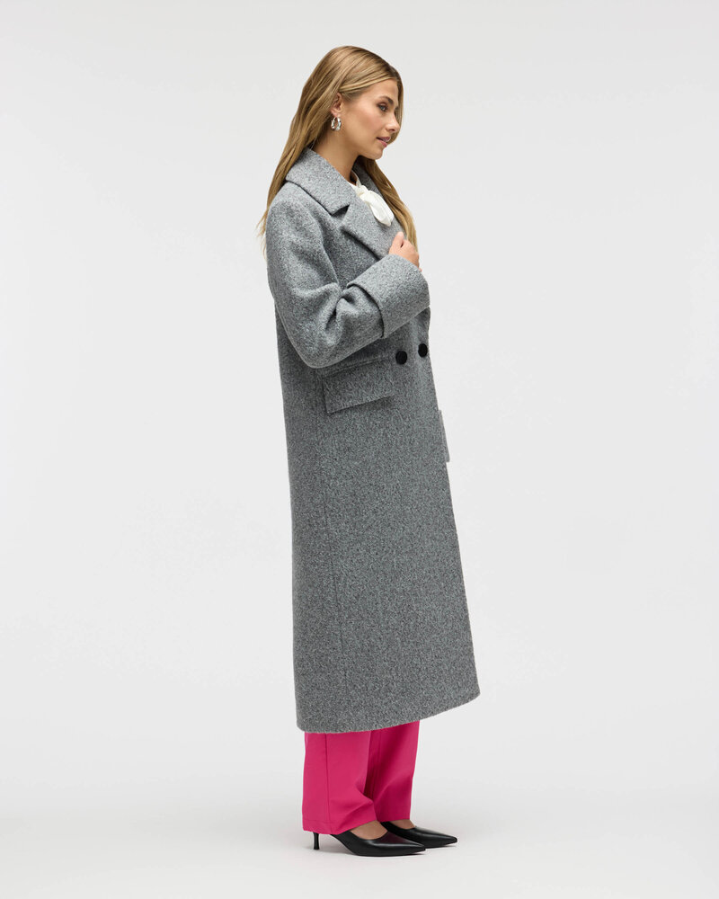 Lane Long Boucle Coat | Grey