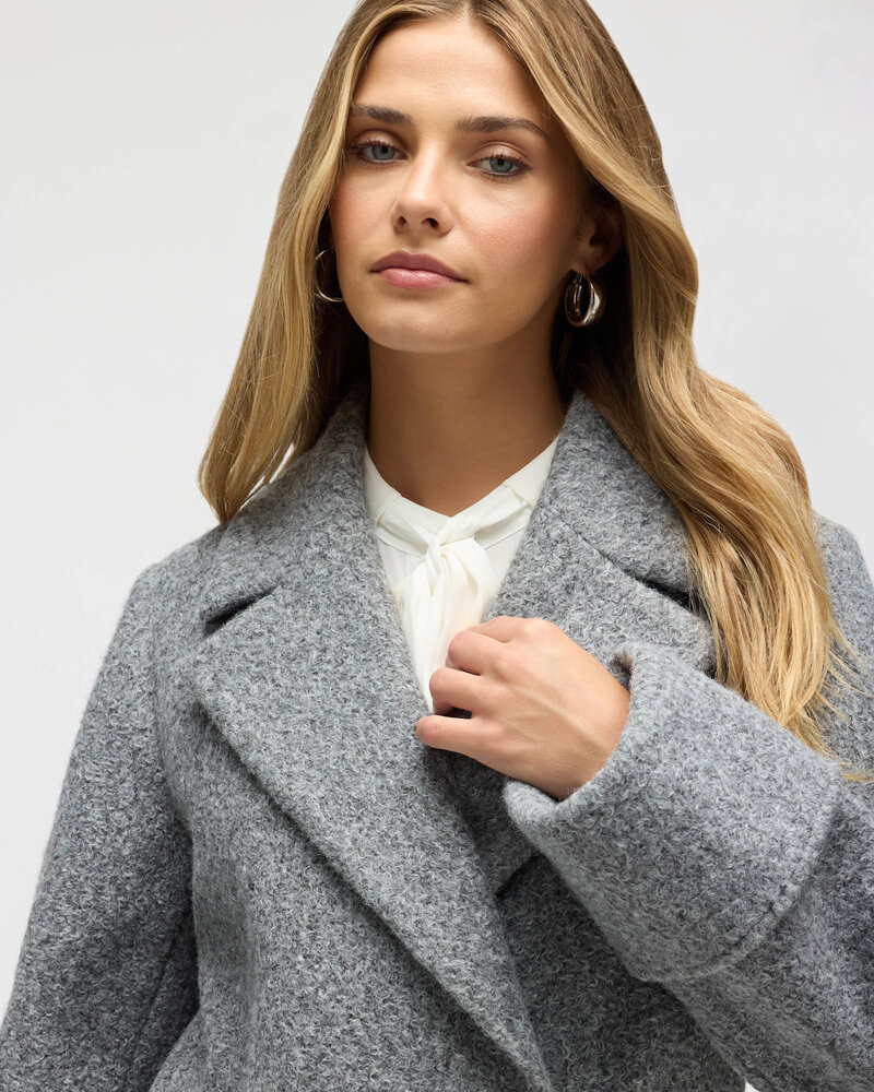 Lane Long Boucle Coat | Grey