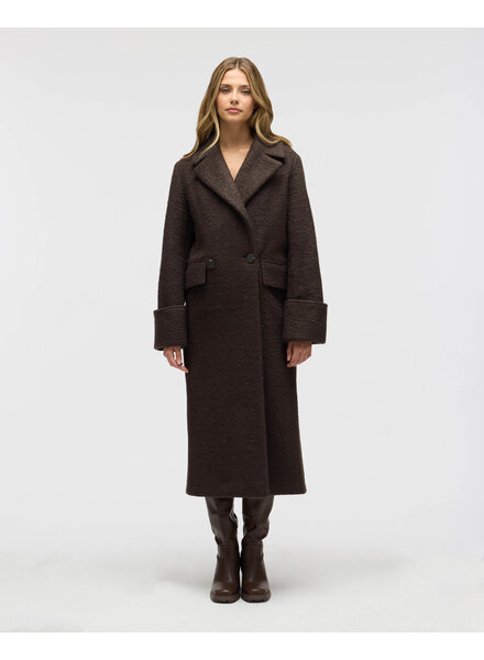 Lane Long Boucle Coat | Espesso