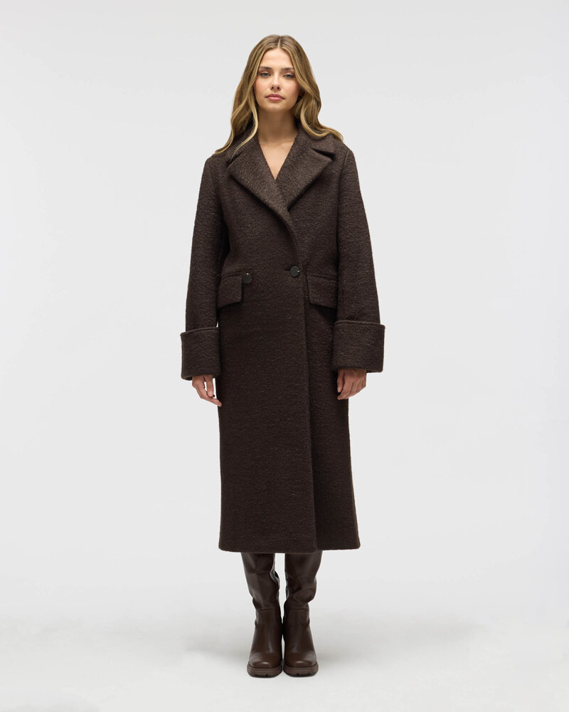 Lane Long Boucle Coat | Espesso