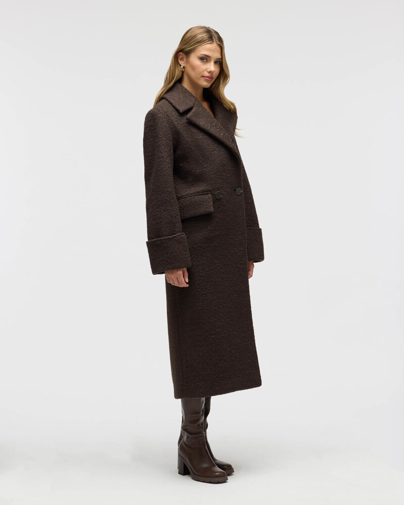Lane Long Boucle Coat | Espesso