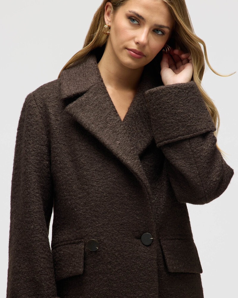 Lane Long Boucle Coat | Espesso