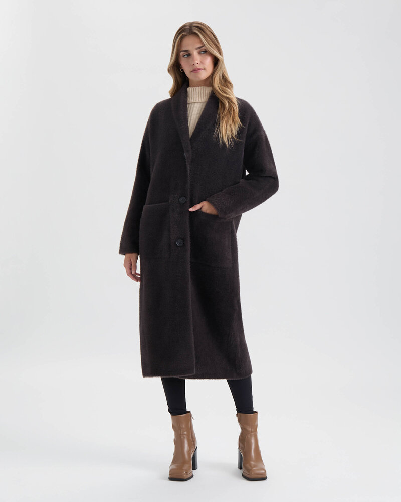Yelash Longline Coatigan | Brown