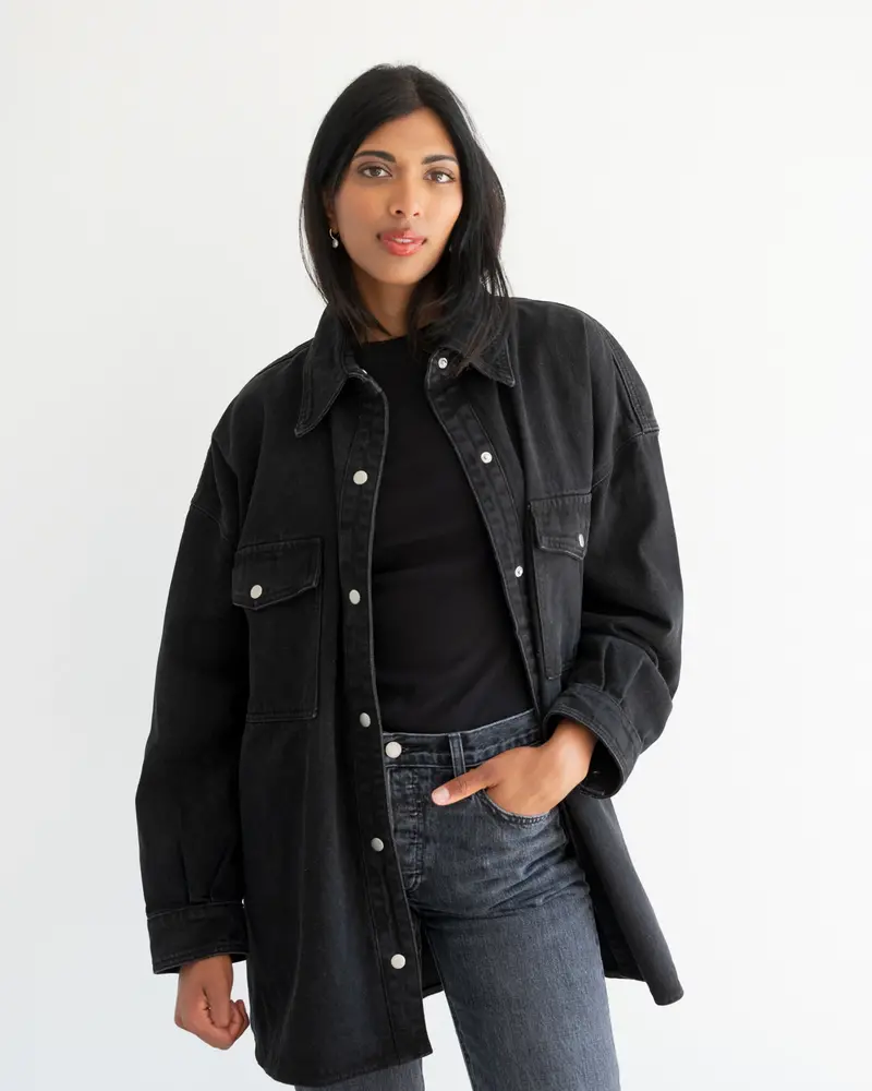 'Shania' Denim Jacket | Black Denim