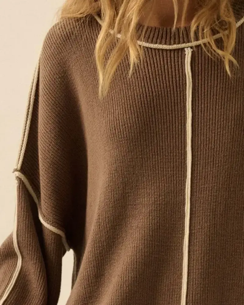 Solid Ribbed Knit Oversized Sweater