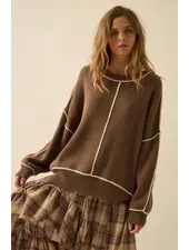 Solid Ribbed Knit Oversized Sweater