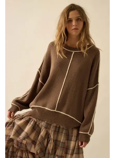 Solid Ribbed Knit Oversized Sweater