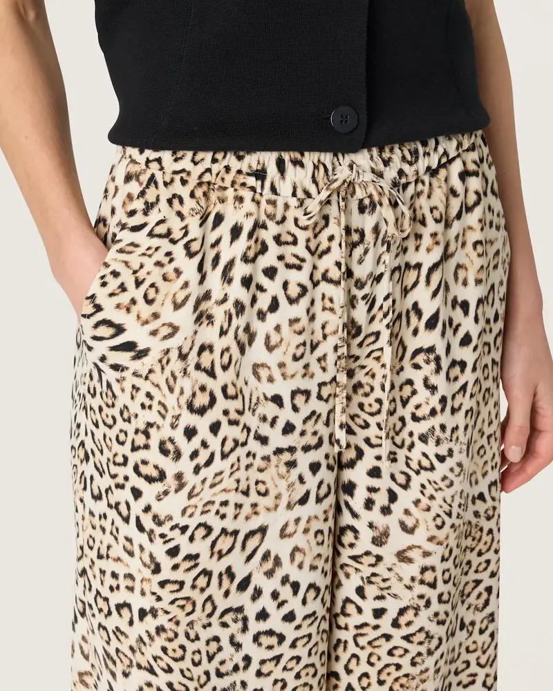 Shirley Wide Printed Pants | Brown Leopard