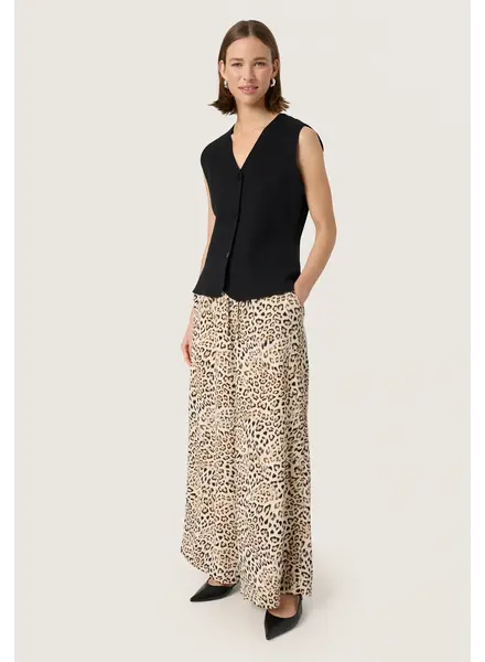 Shirley Wide Printed Pants | Brown Leopard