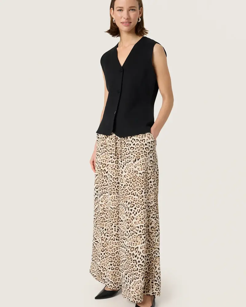 Shirley Wide Printed Pants | Brown Leopard
