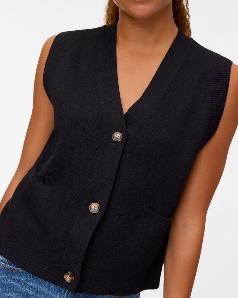 Vero Moda Saba Button Vest | Black