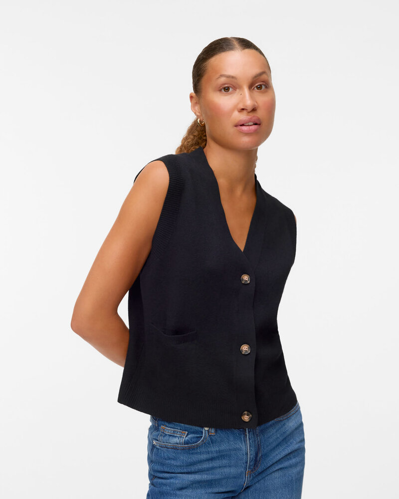 Vero Moda Saba Button Vest | Black