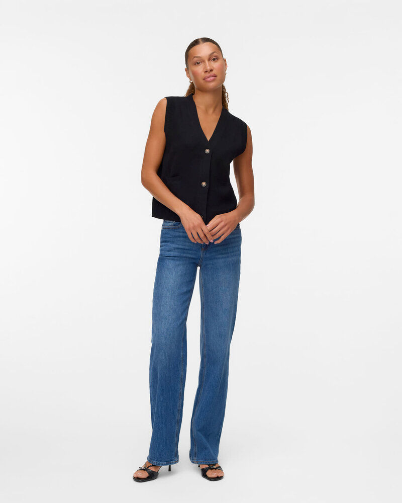 Vero Moda Saba Button Vest | Black