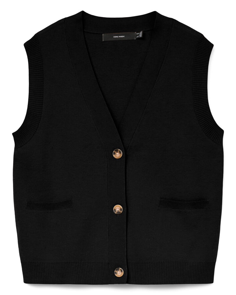 Vero Moda Saba Button Vest | Black