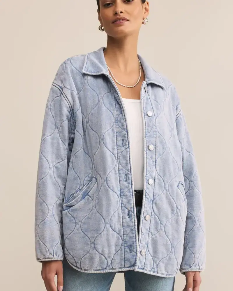 Z Supply Boulder Quilted Knit Denim Jacket