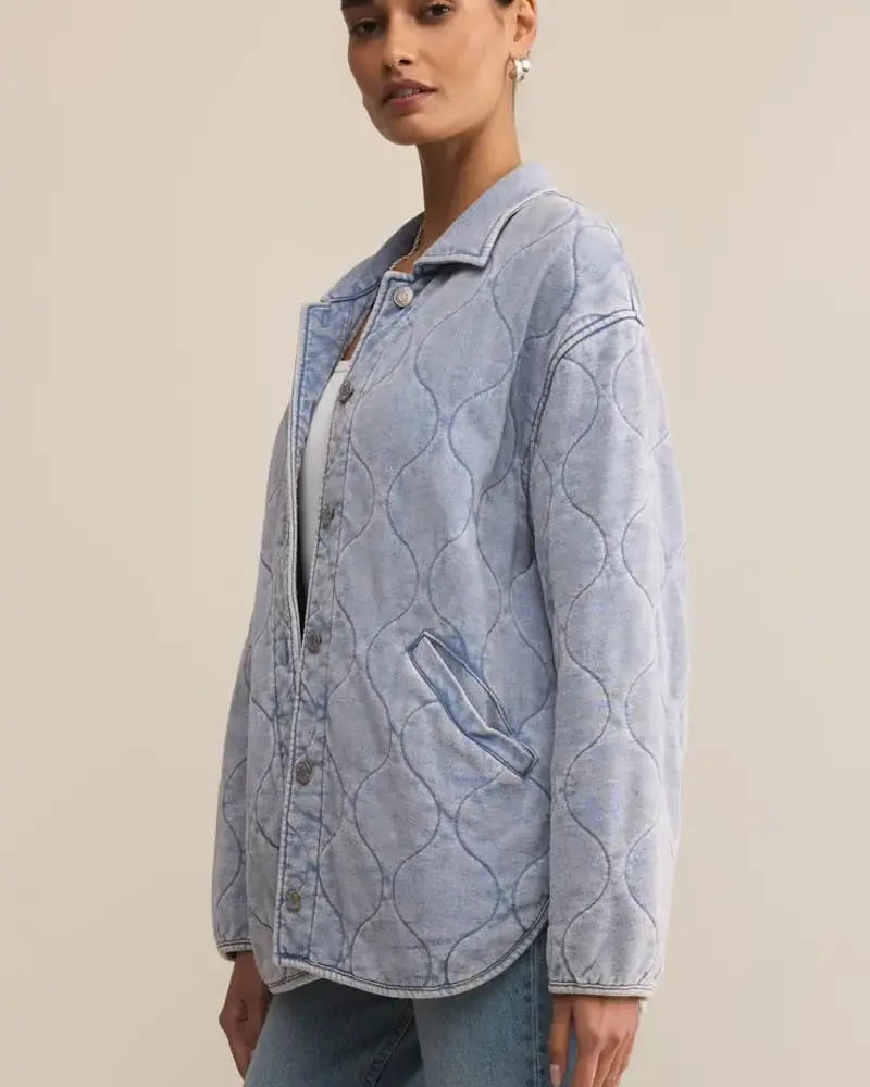 Z Supply Boulder Quilted Knit Denim Jacket