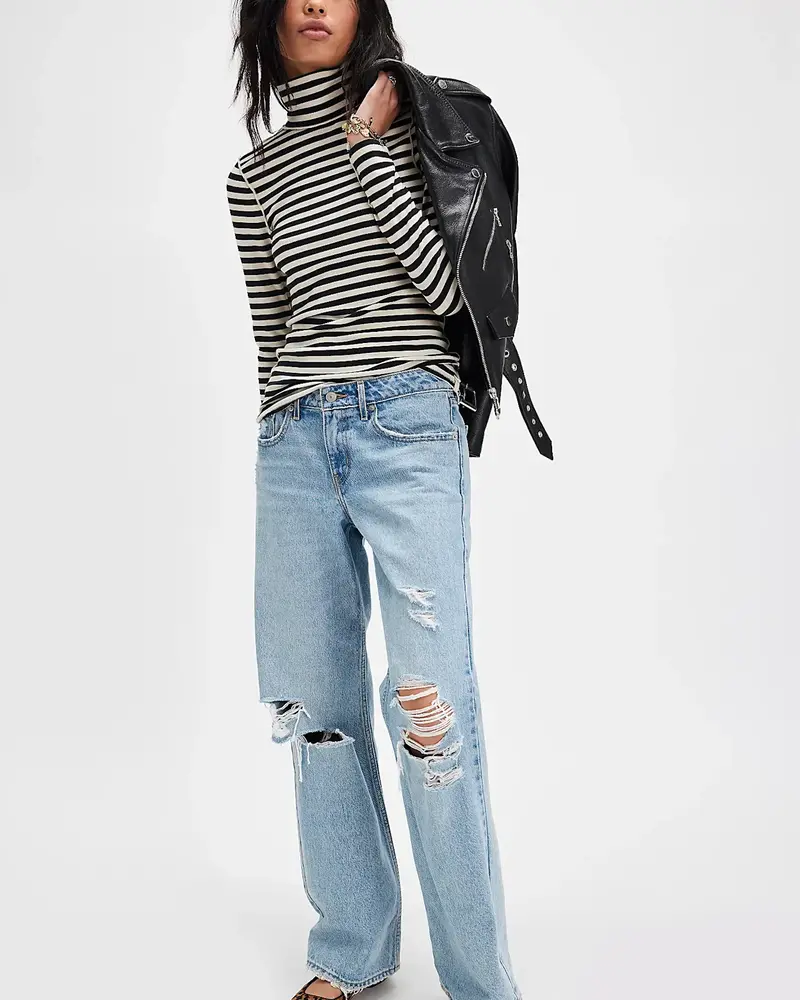 Free People Good Good Stripe Turtleneck | Black Combo