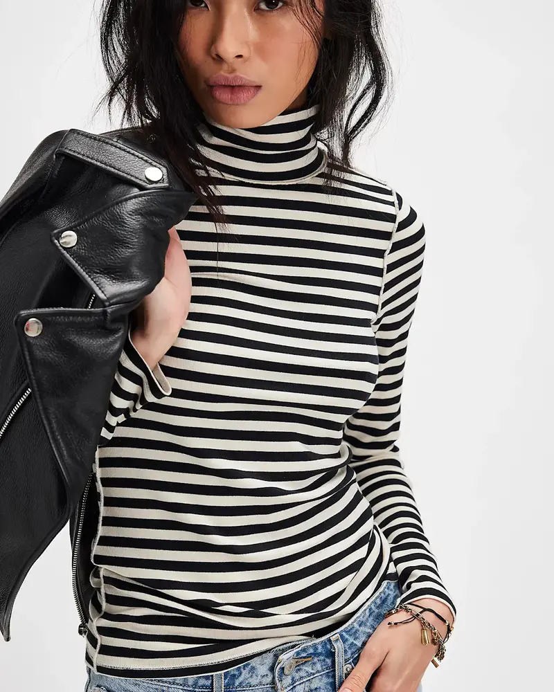 Free People Good Good Stripe Turtleneck | Black Combo
