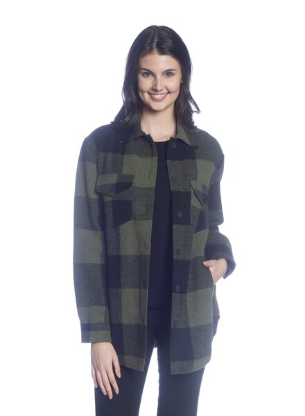 Buffalo Check Button Shacket | Sage