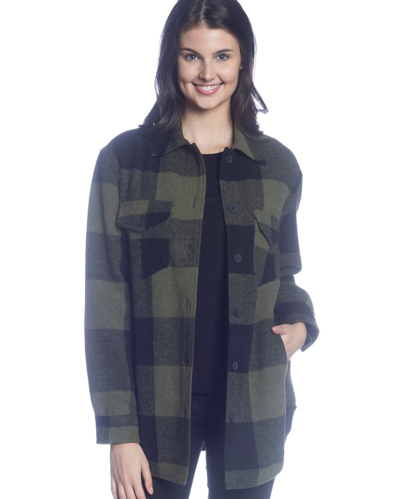 Buffalo Check Button Shacket | Sage