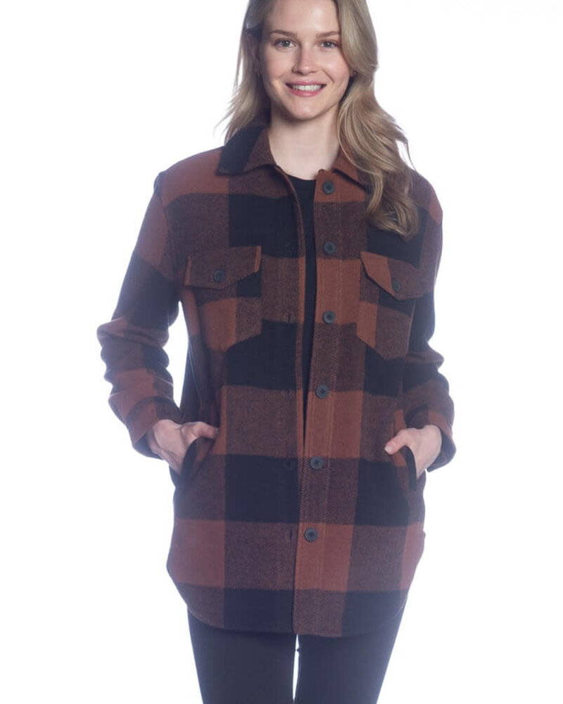 Buffalo Check Button Shacket | Copper