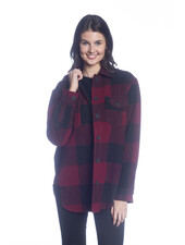 Buffalo Check Button Shacket | Burgundy