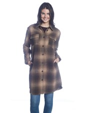 Long Buffalo Check Button Shacket | Taupe