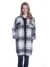 Long Buffalo Check Button Shacket | Black