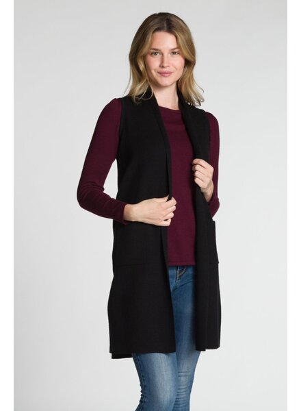 Lainey Long Vest | Black