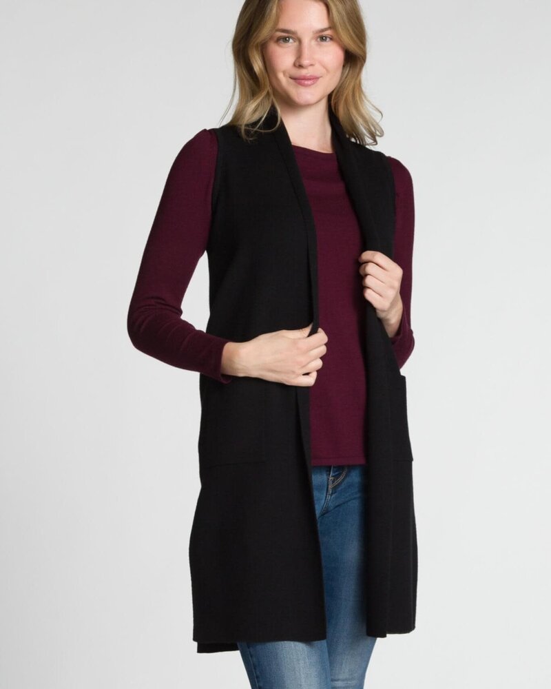 Lainey Long Vest | Black