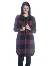 Long Buffalo Check Button Shacket | Copper