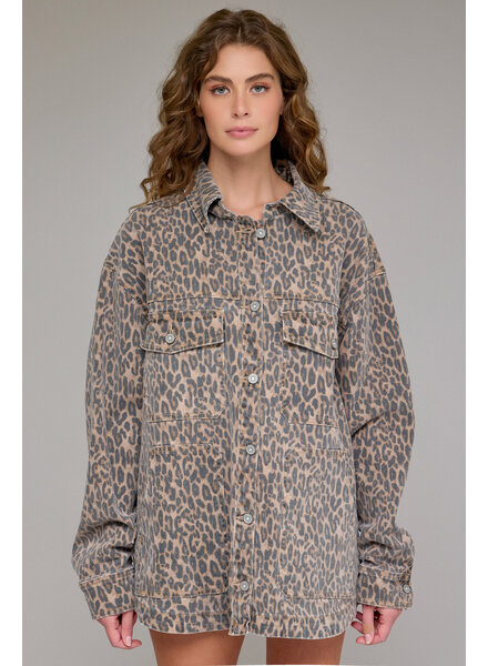 Abbey Denim Jaket | Leopard