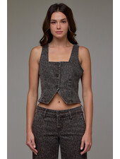 Danie Denim Vest | Leopard