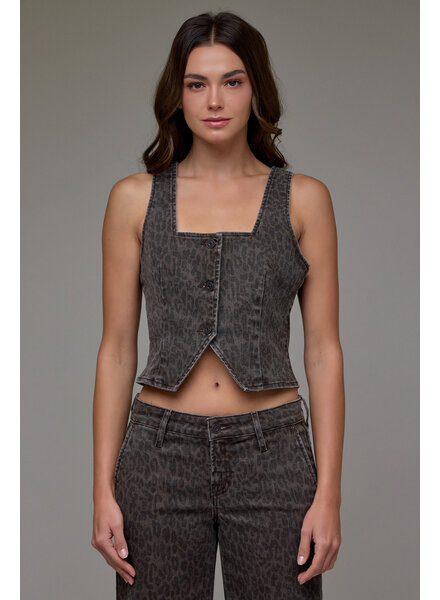 Danie Denim Vest | Leopard
