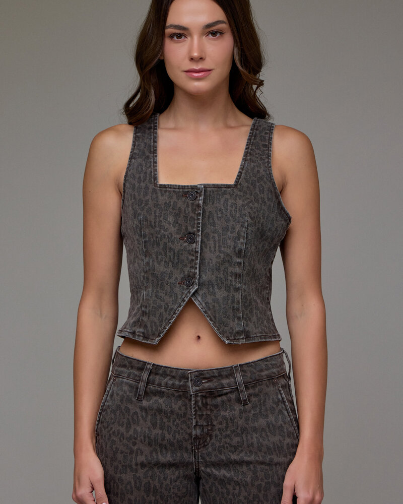 Danie Denim Vest | Leopard