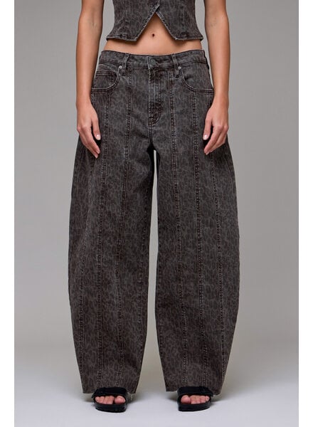 Seamed Barrel Jean | Leopard