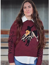 Rodeo Boot Stitch Sweater | Maroon