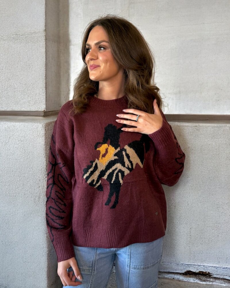 Rodeo Boot Stitch Sweater | Maroon
