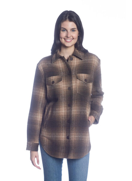 Buffalo Check Button Shacket | Taupe