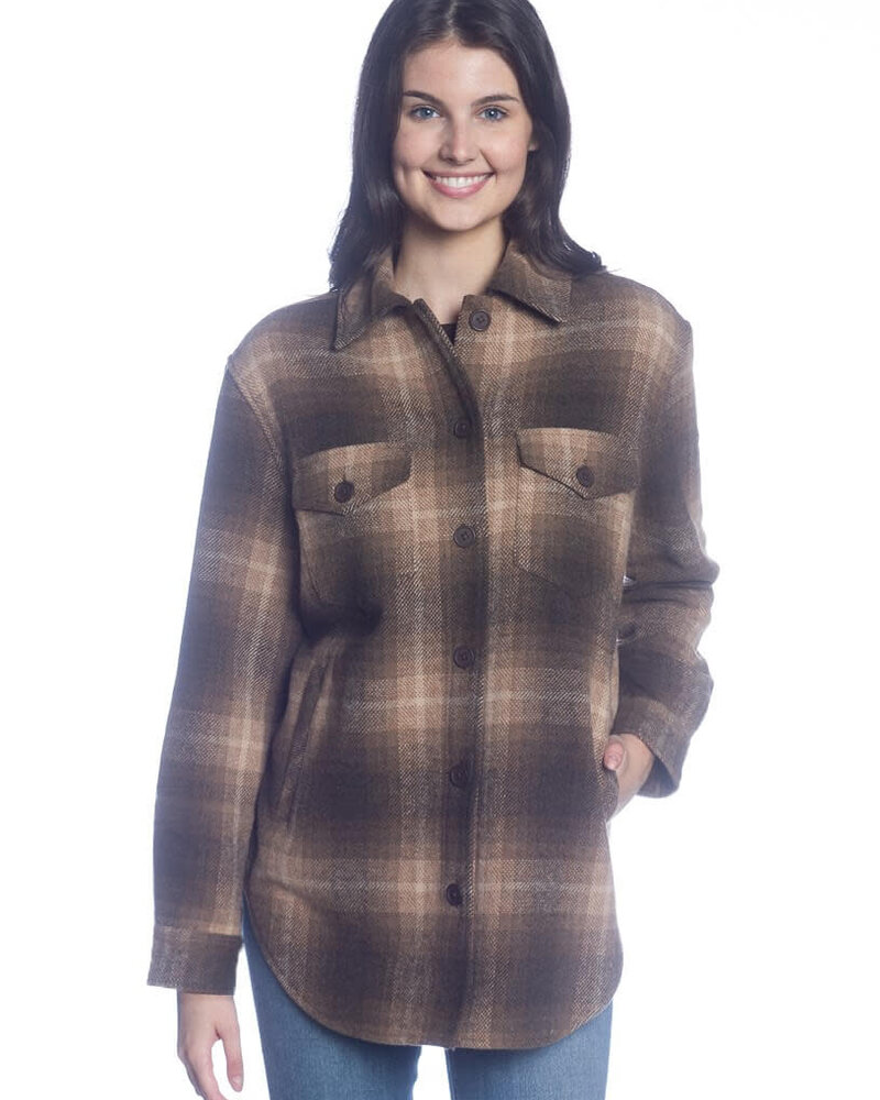 Buffalo Check Button Shacket | Taupe