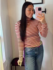 Rose Stripe Turtleneck | Rust